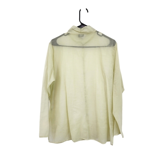 Eileen Fisher Women's Sheer Long Sleeves Button Front Top - Picture 6 of 6